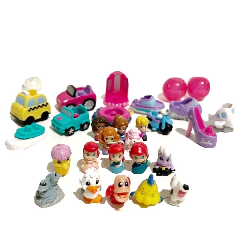 Squinkies Mini Toy Lot Play Sets Disney The Little Mermaid Ariel Barbie Toy Cars